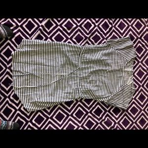 navy blue and white striped dress